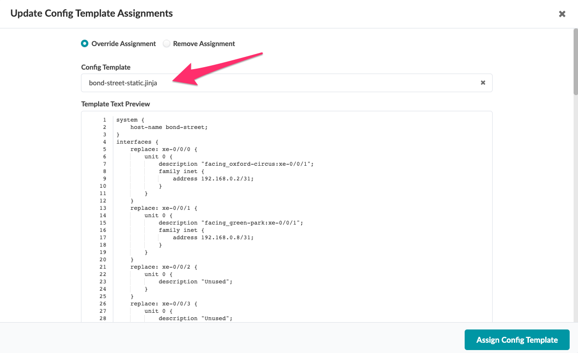 bond_street config template assigned