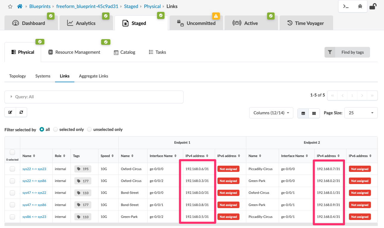 IP link assigned resources