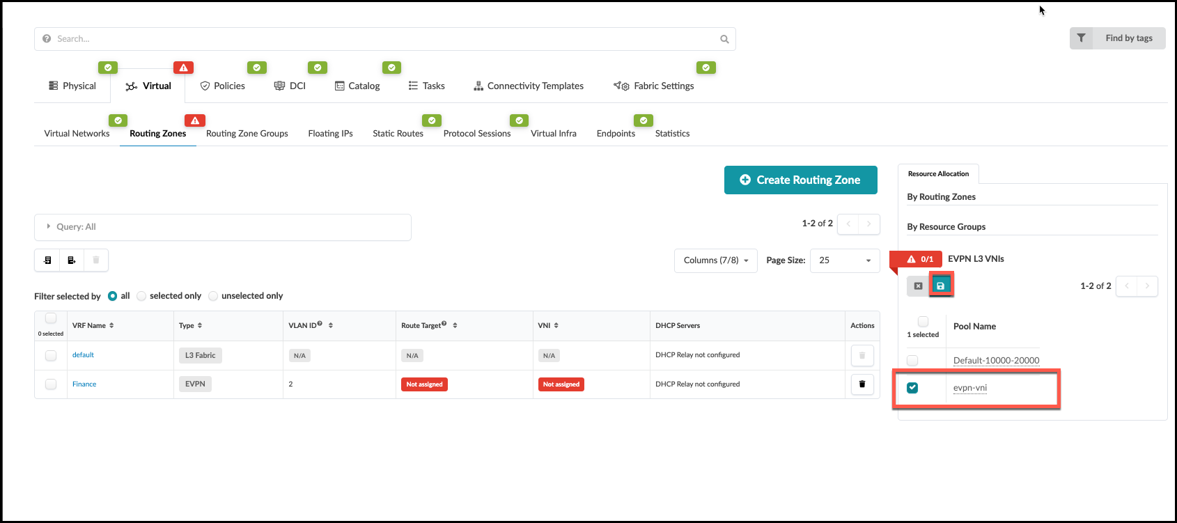 VNI pool assign