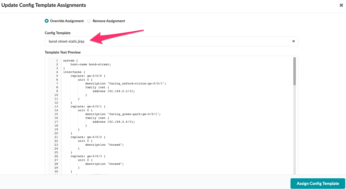 bond_street config template assigned