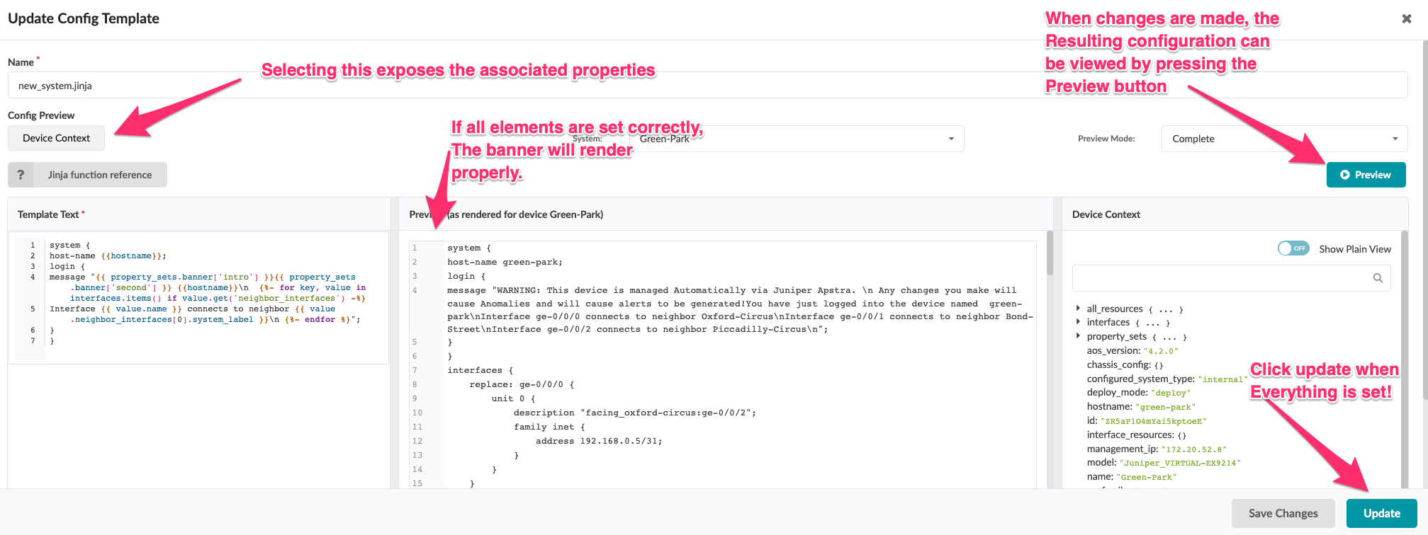 update config template