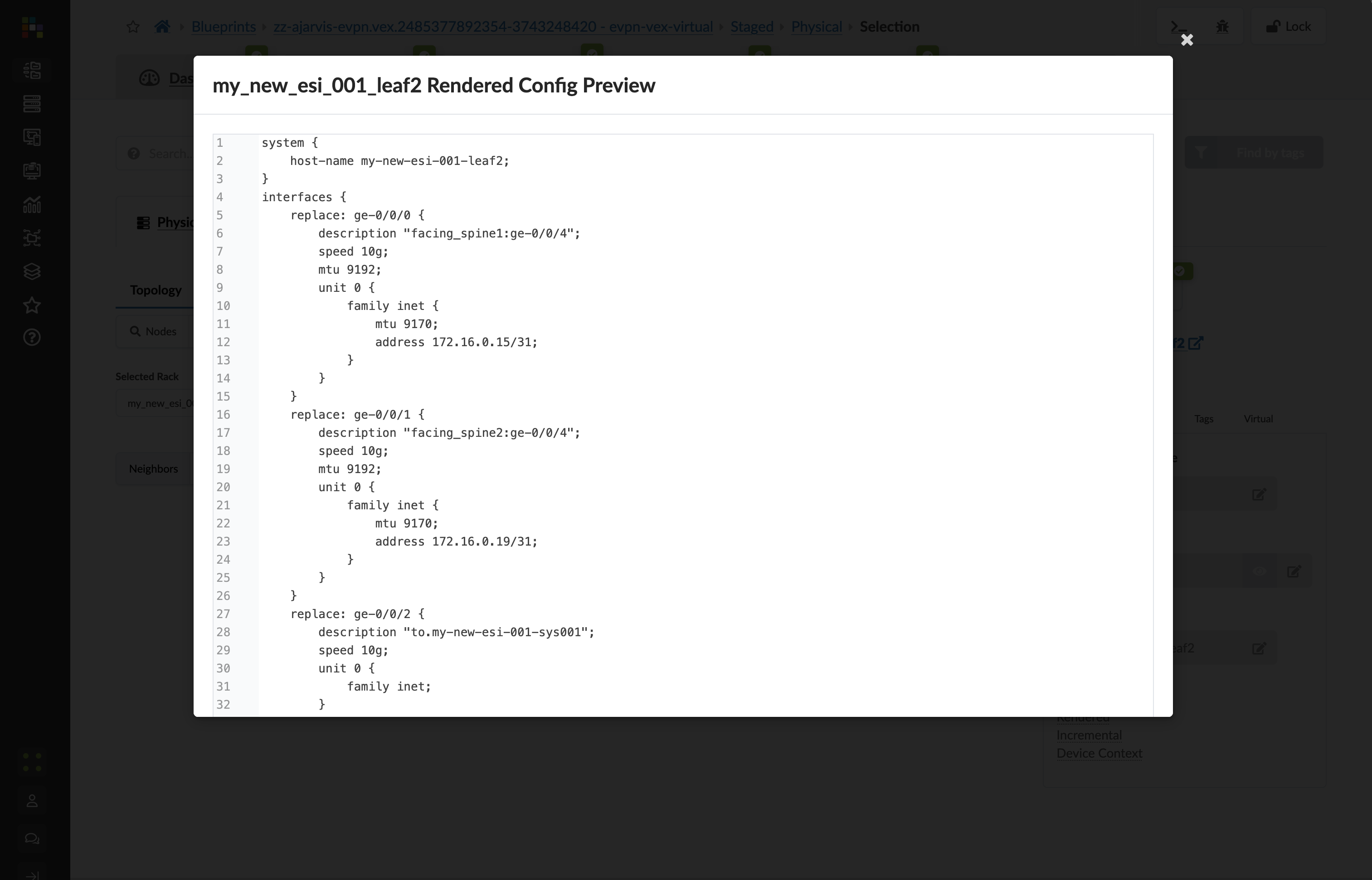 Rendered Config