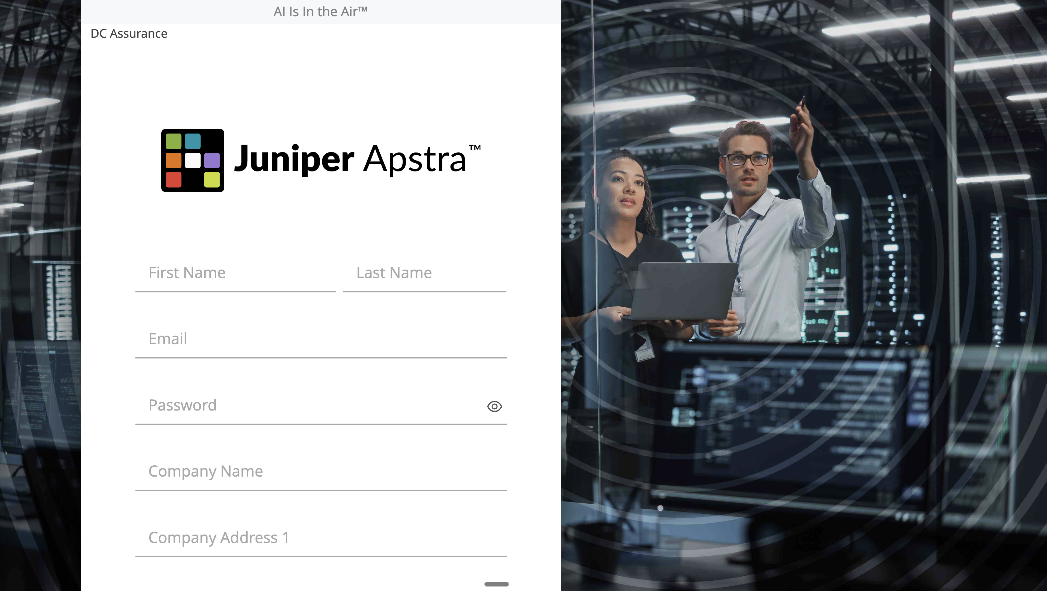 DC Assurance signup screen