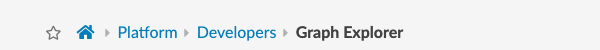 Navigation path — Platform > Developers > Graph Explorer highlighted in the left menu