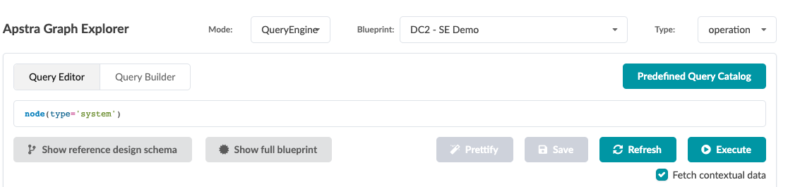 Query Editor tab — text input area with syntax highlighting and a Prettify button