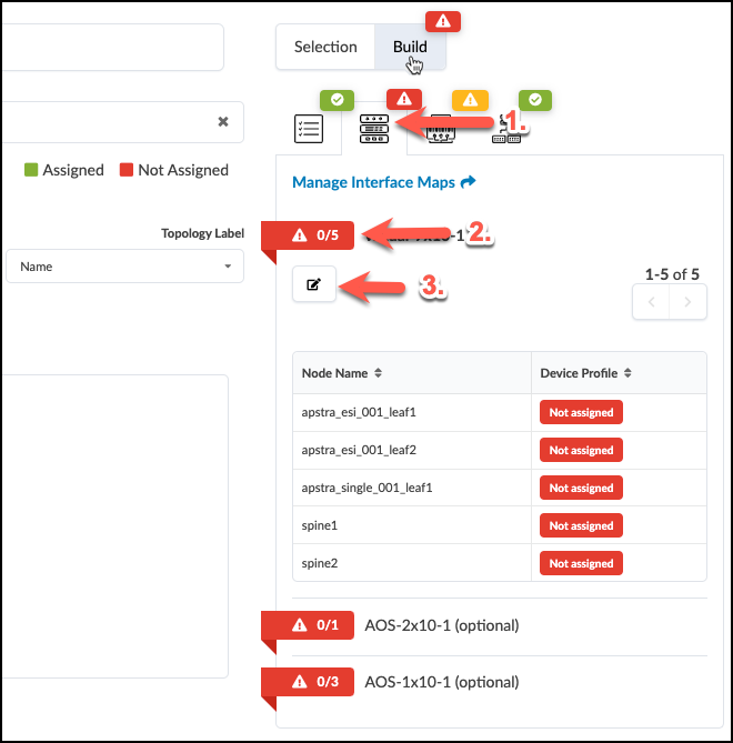 Device profile assignment screen