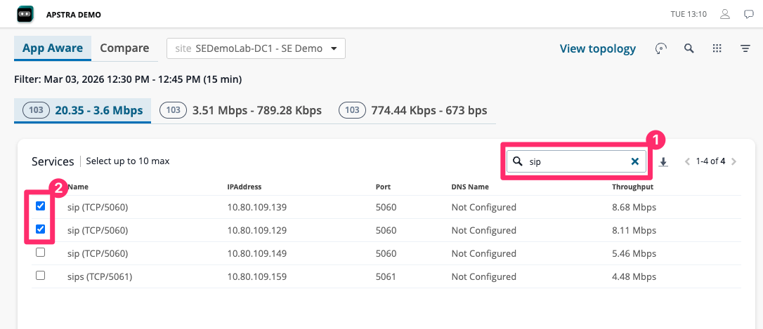 Selecting services to investigate