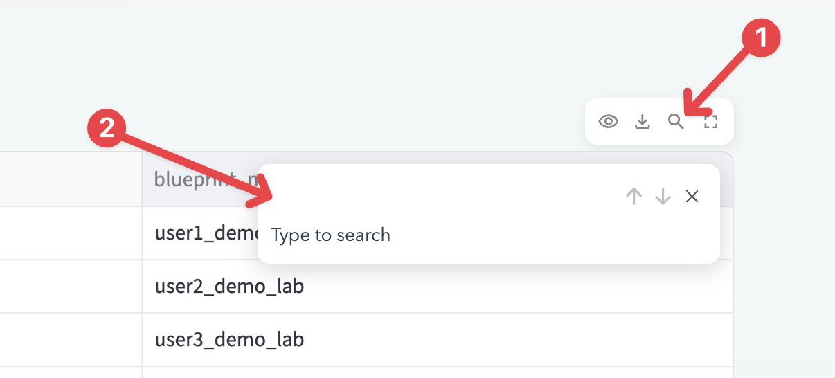 Discover portal user table search example