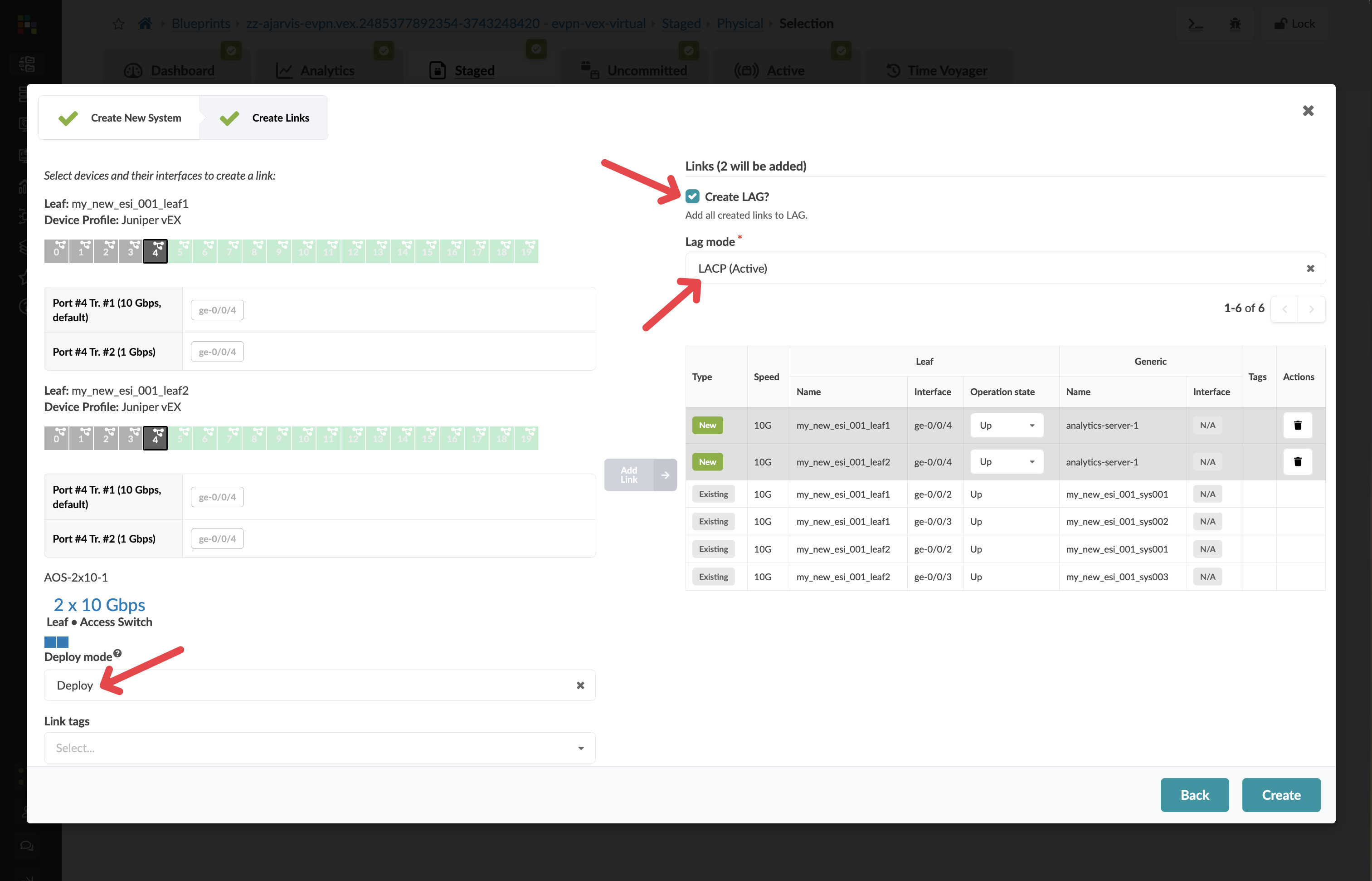 Completed server link configuration