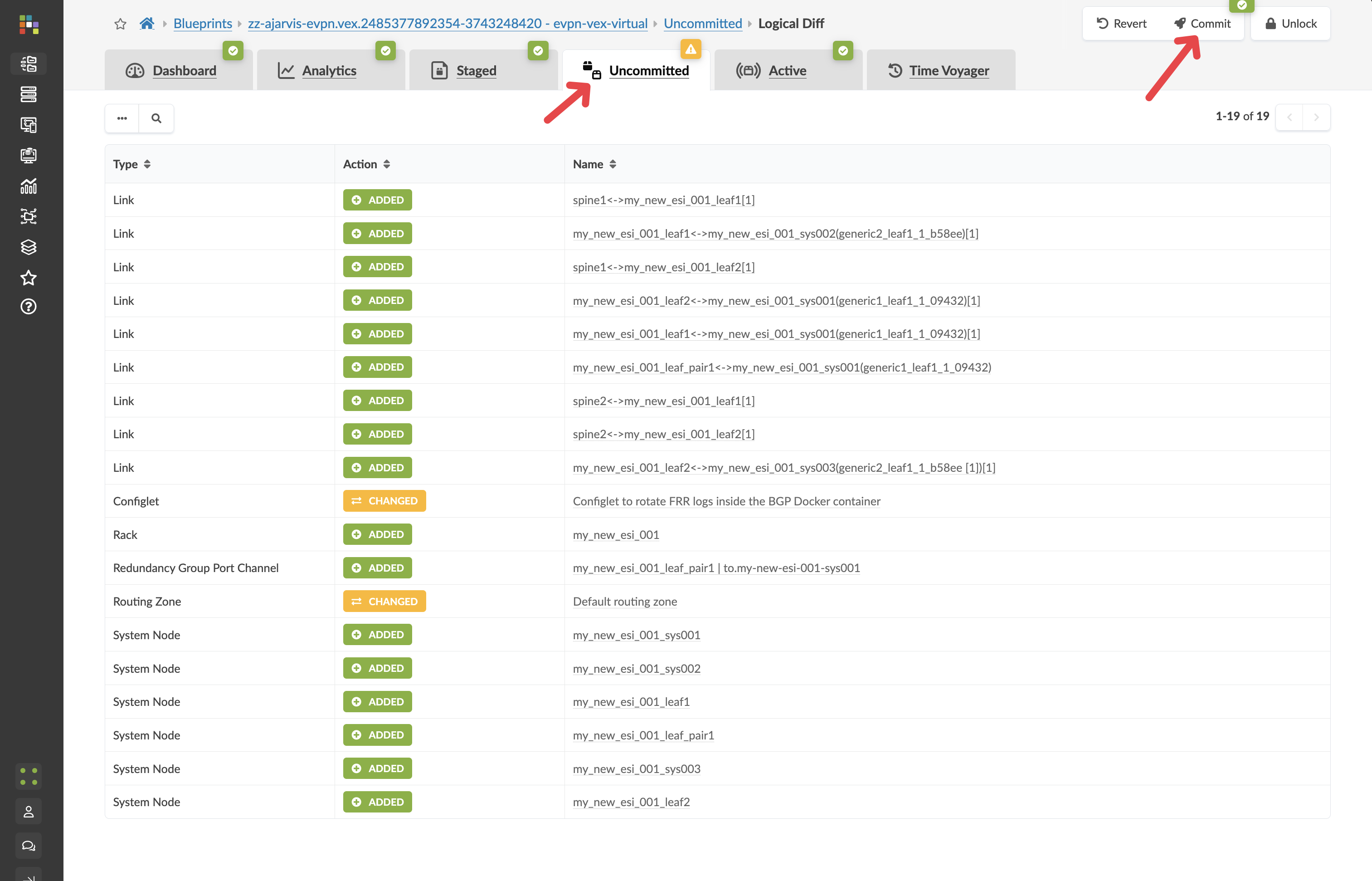 Committing the rack addition