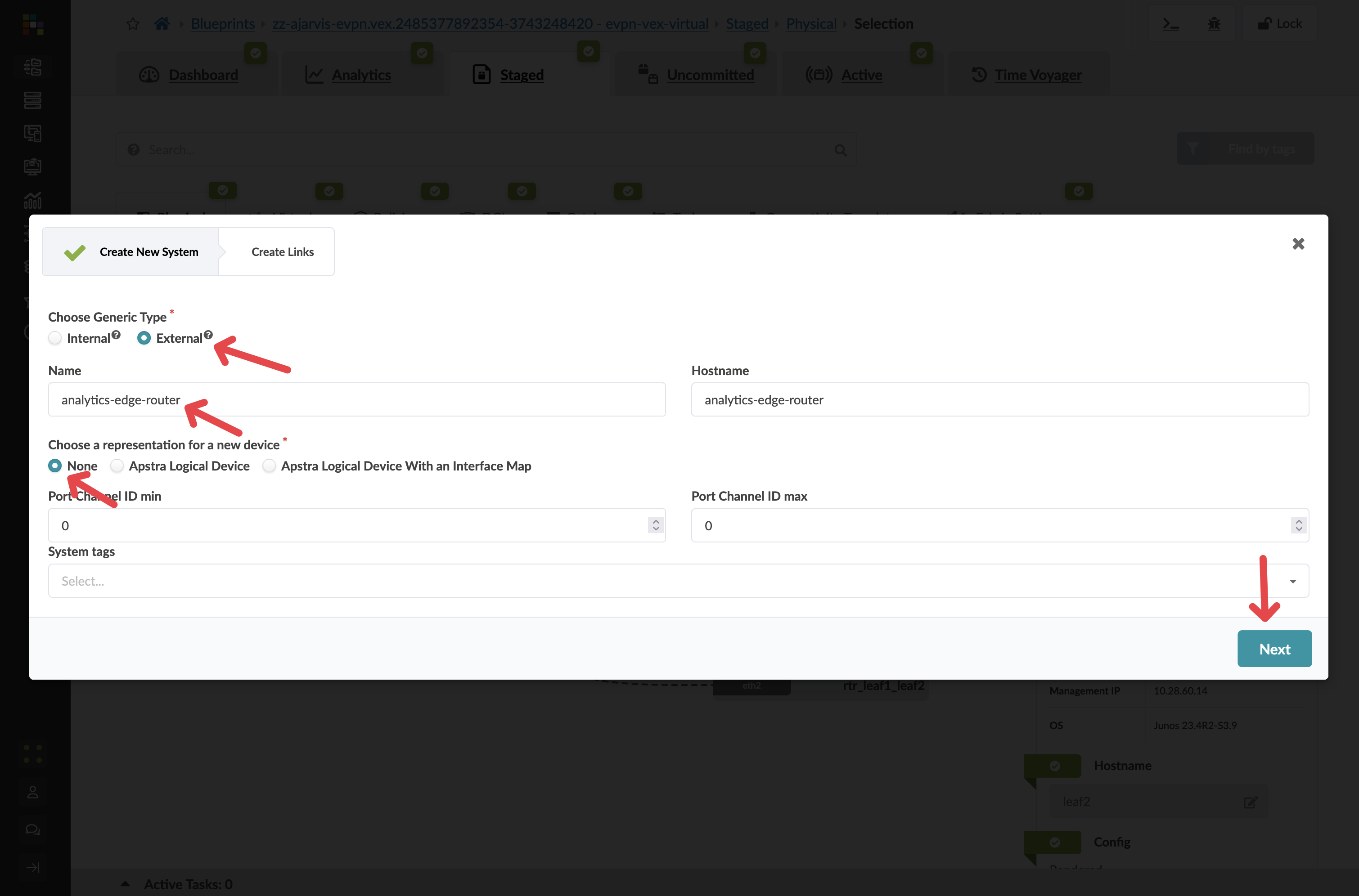 External generic system configuration form