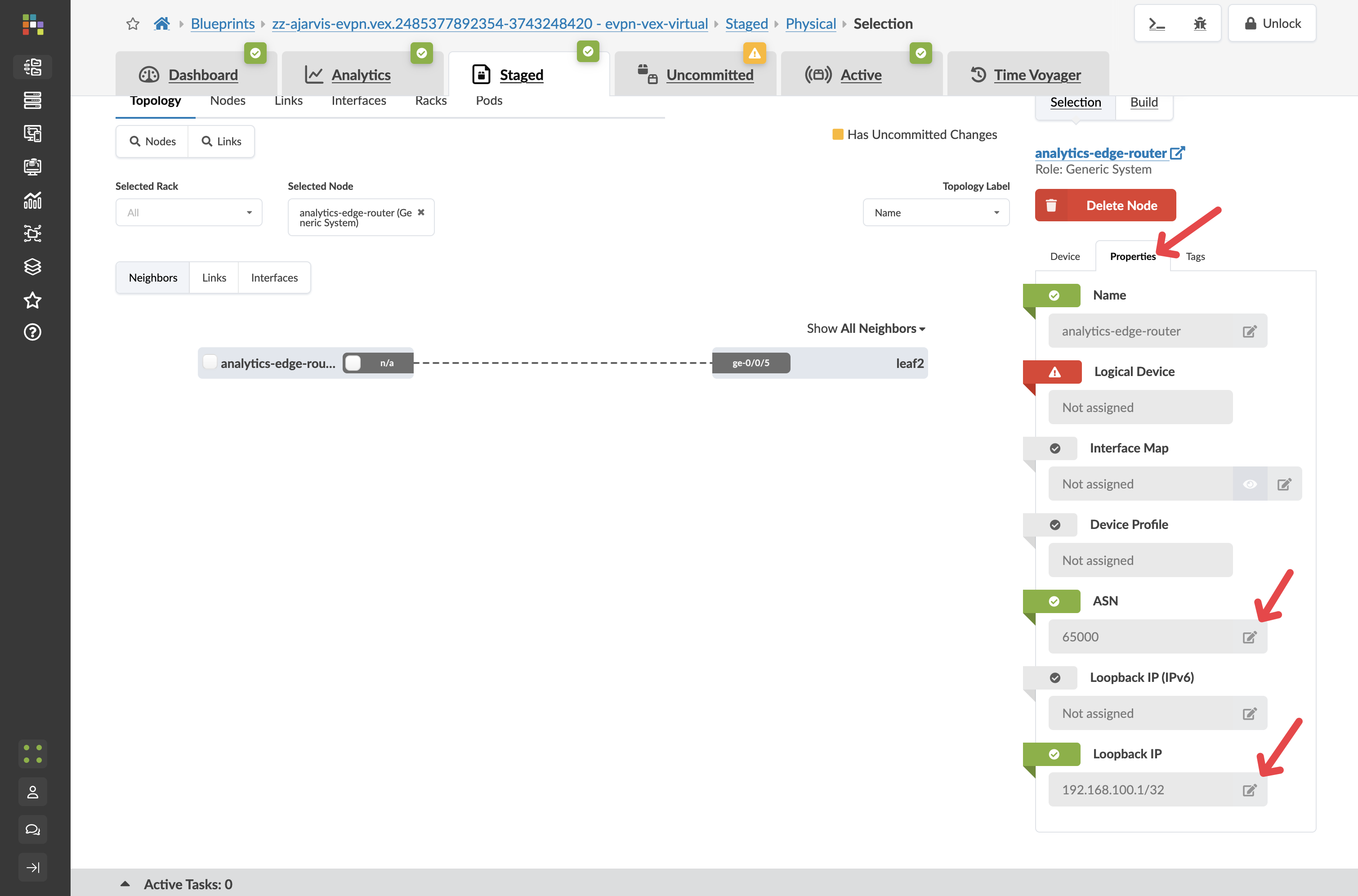 Router ASN and loopback IP configured