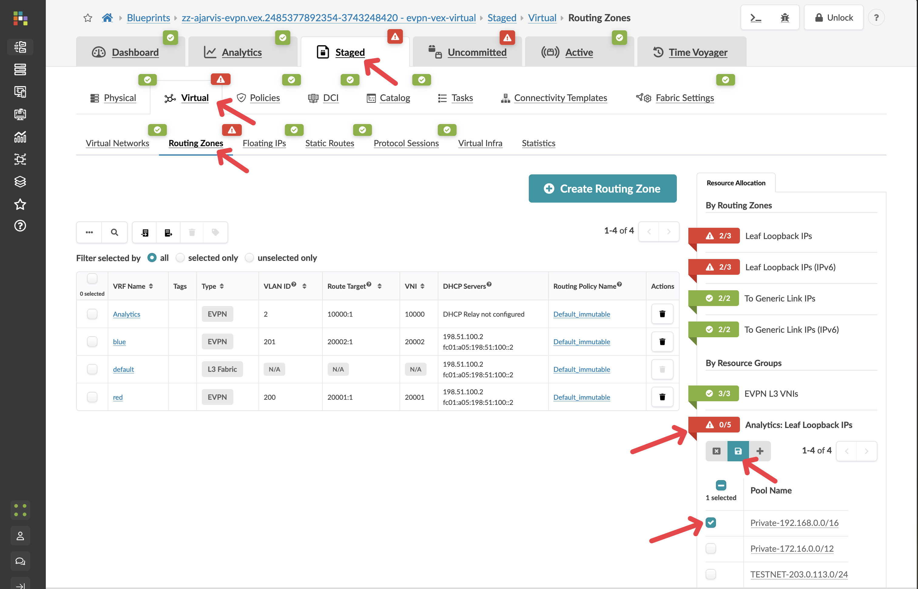 Assigning an IP pool to the routing zone