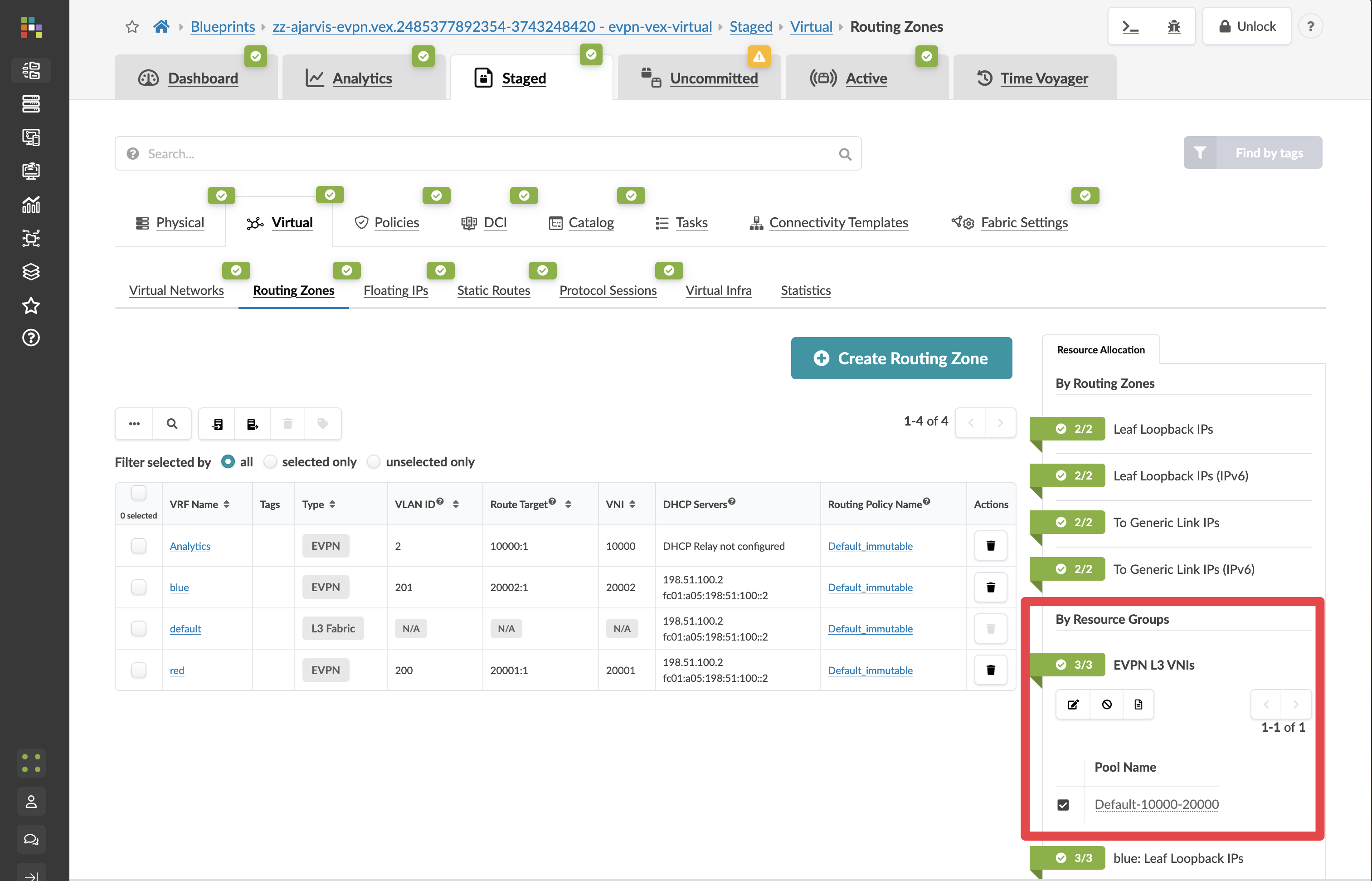 Routing Zone Details