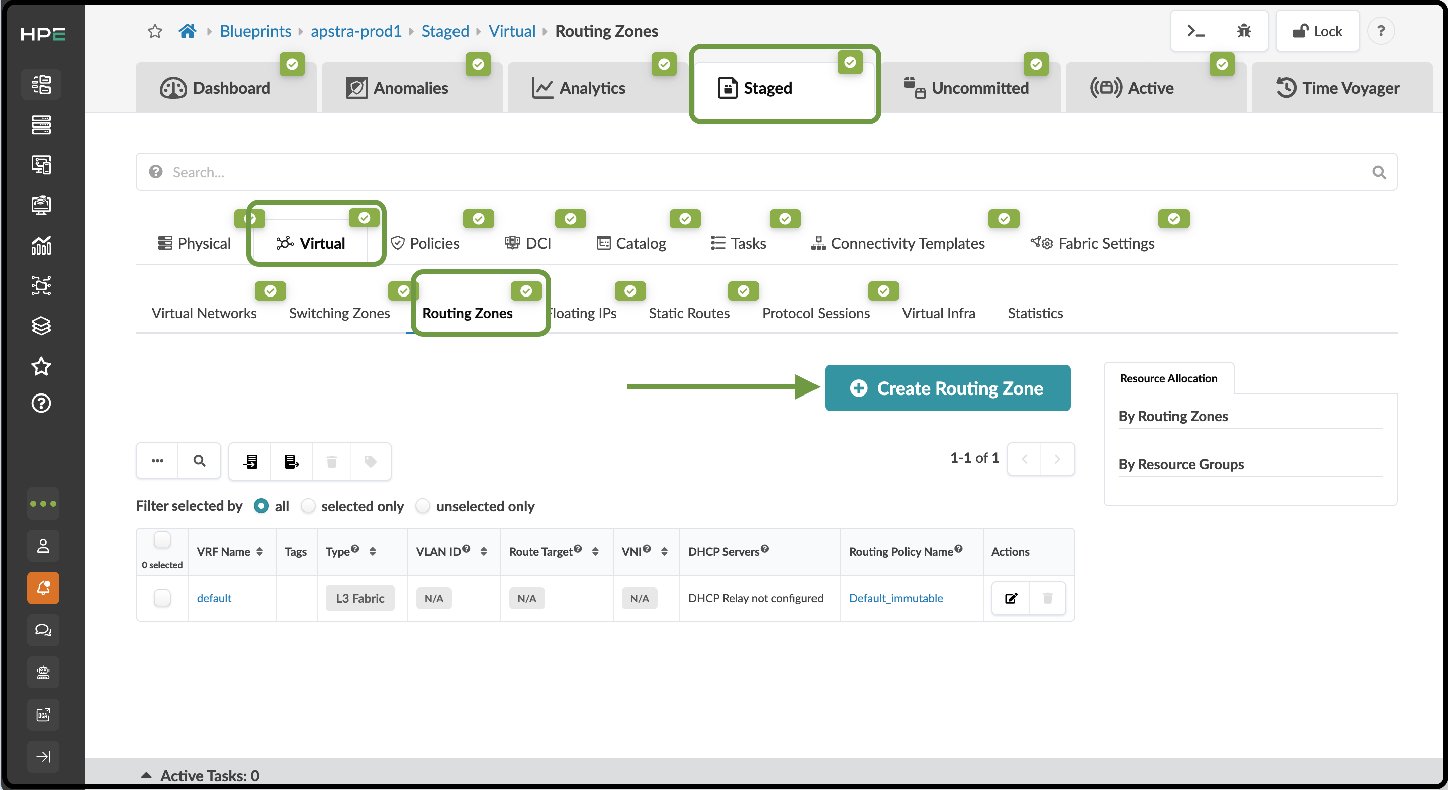 Create routing zone